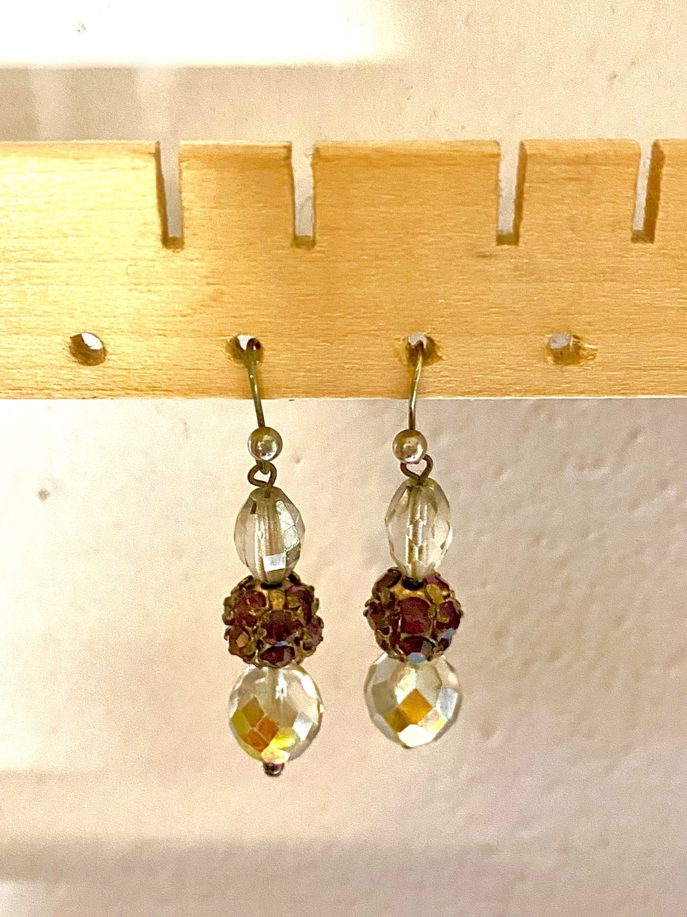 Vintage crystal silver earrings